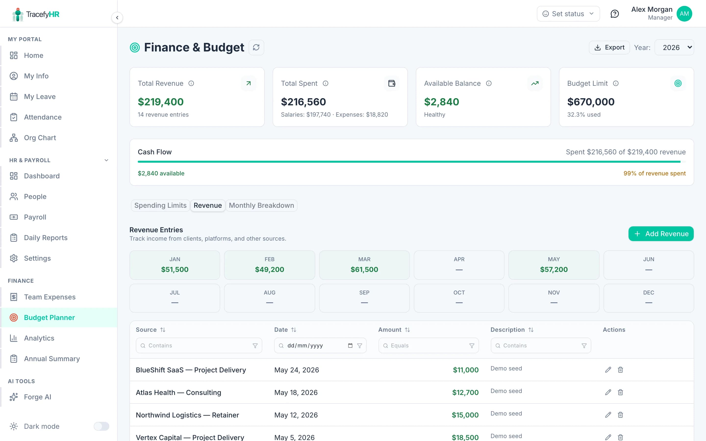 The Budget Planner with annual and monthly tabs