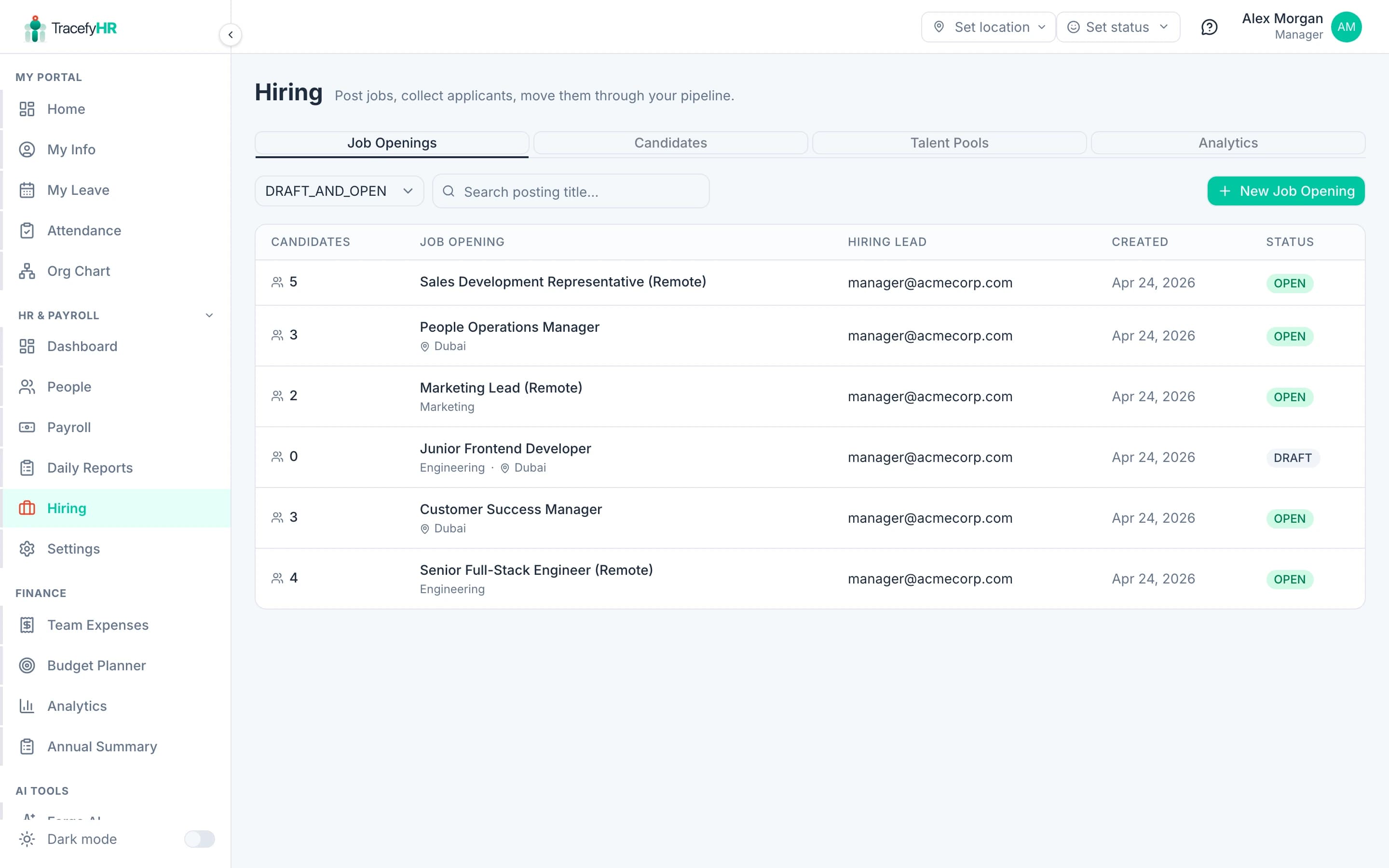 Hiring (ATS) screenshot